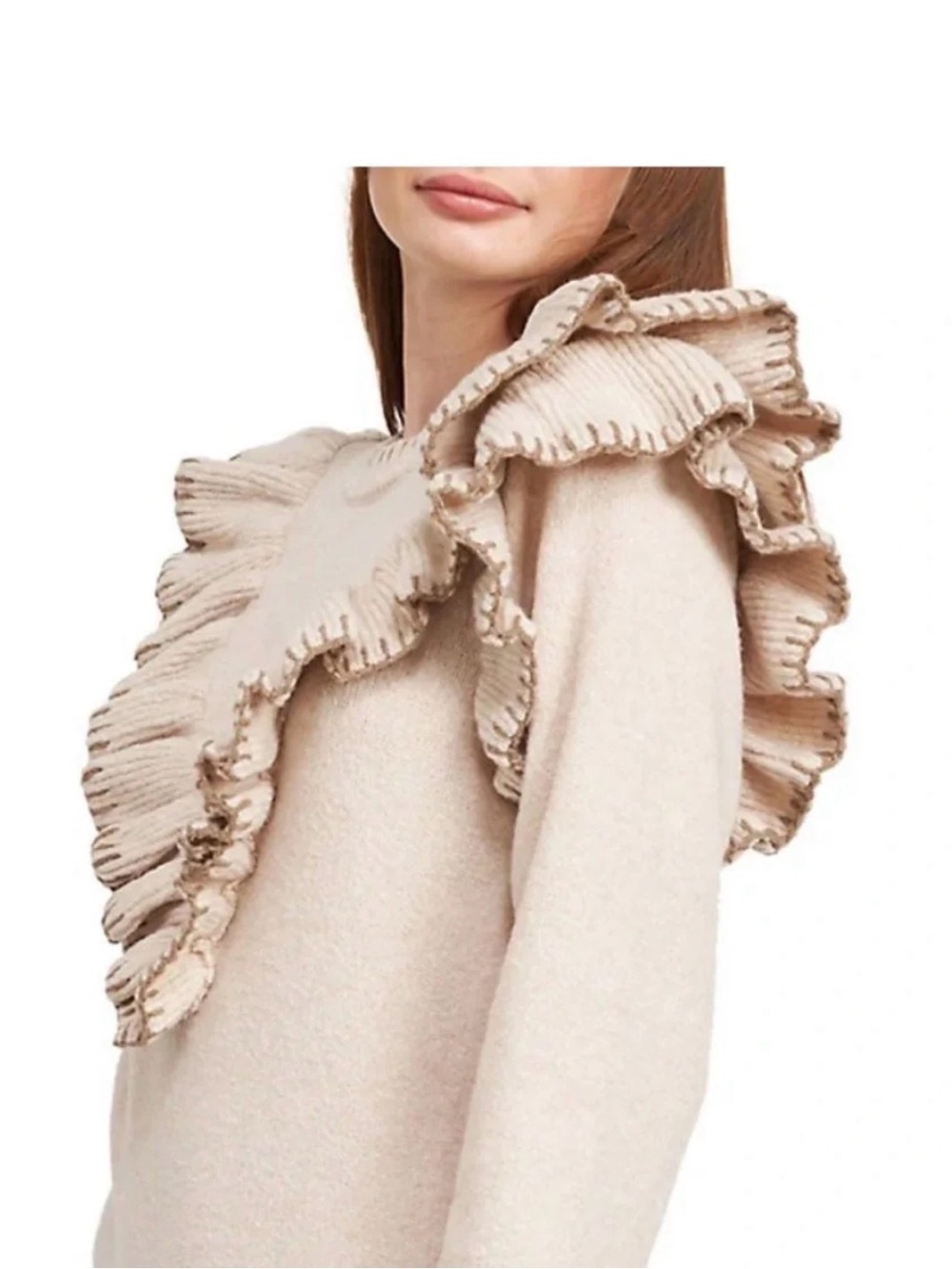 En Saison Beige Ruffled Sweater - Picture 10 of 10